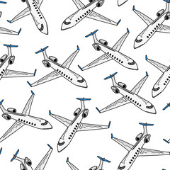 Seamless pattern of airplane on a white background