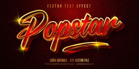 Popstar text, shiny golden style editable text effect © DesignVectX