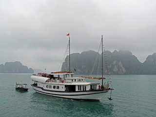 Vietnam, Quang Ninh Area, Halong Bay or Ha Long Bay Unesco World Heritage Site, Touristic Boat