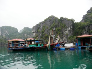 Vietnam, Quang Ninh Area, Halong Bay or Ha Long Bay Unesco World Heritage Site, Vung Vieng Fishing Floating Village
