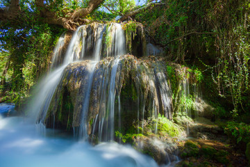 Fototapeta na wymiar Duden waterfall park in Antalya