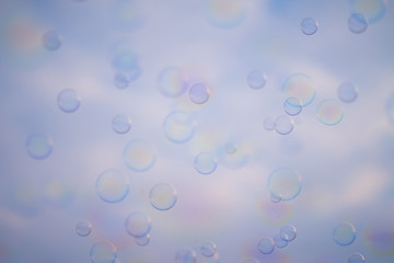 Lots of soap bubbles floating beautifully