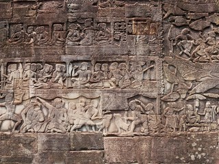 Fototapeta na wymiar BayonTemple, Siem Reap Province, Angkor's Temple Complex Site listed as World Heritage by Unesco in 1192, built by King Jayavarman VII between XIIth and XIIIth Century, Cambodia