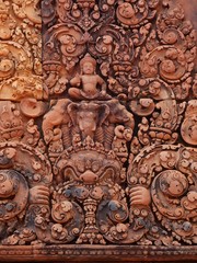 Fototapeta na wymiar Banteay Srei Temple, Siem Reap Province, Angkor's Temple Complex Site listed as World Heritage by Unesco in 1192, built in 967 by King Jayavarman V, Cambodia