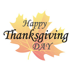 Thanksgiving on autumn leaf, vector art illustration.