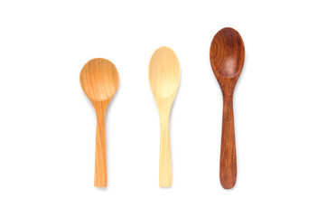 wooden spoon isolated on white background, set of wooden spoon on white background.