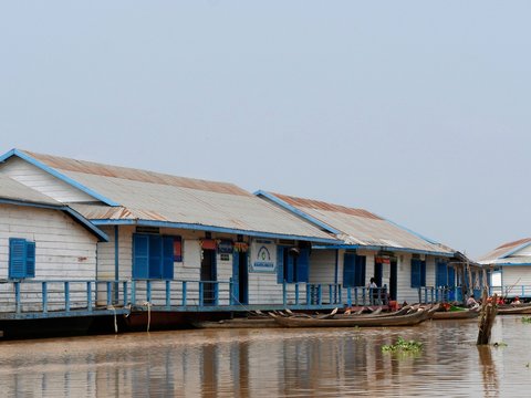 School at Floating Village on The Tonle Sap River, Siem Reap Province, Cambodia