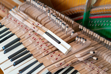 Piano Keys Disassembled. old disassembled piano