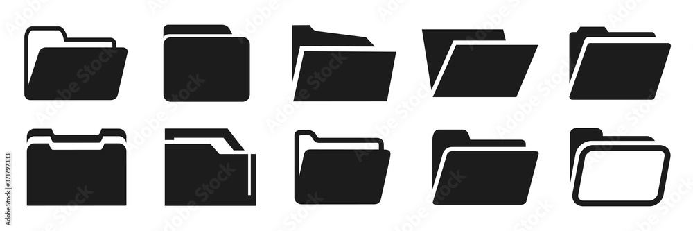 Poster set folder flat icons sign – vector