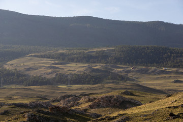 Uyuga area in summer. a beautiful view in the sunset light of the world.