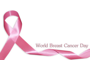 Realistic pink ribbon, breast cancer awareness symbol