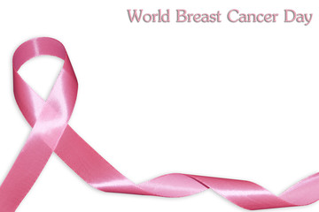 Realistic pink ribbon, breast cancer awareness symbol