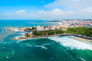 Fototapeta na wymiar Biarritz aerial panoramic view, France