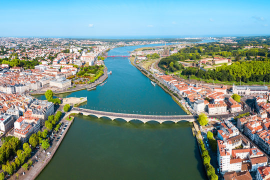 Bayonne aerial panoramic view, France