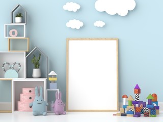 Blank photo frame for mockup in Children's room.