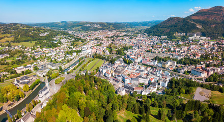 Fototapeta na wymiar Lourdes small town in France