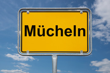 Fototapeta premium Ortstafel Mücheln
