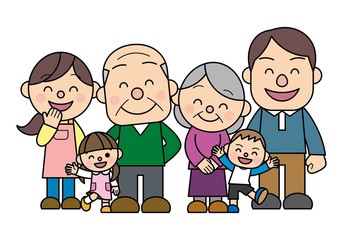 笑顔の三世代家族
