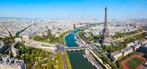 Gordijnen Paris aerial panoramic view, France © saiko3p
