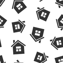 Building icon in flat style. Home vector illustration on white isolated background. House seamless pattern business concept.