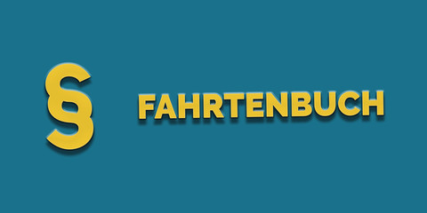 Fahrtenbuch in gelber Schrift auf blauem Hintergrund