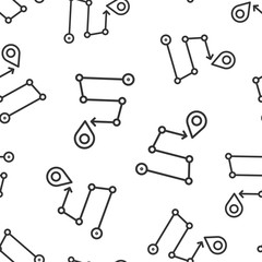 Map pin icon in flat style. gps navigation vector illustration on white isolated background. Locate position seamless pattern business concept.