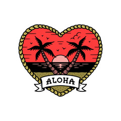 ALOHA HEART BADGE COLOR WHITE BACKGROUND