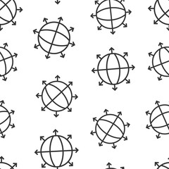 Earth planet icon in flat style. Globe geographic vector illustration on white isolated background. Global communication seamless pattern business concept.