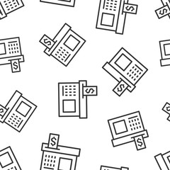 Cash register icon in flat style. Check machine vector illustration on white isolated background. Payment seamless pattern business concept.