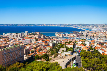 Fototapeta na wymiar Marseille aerial panoramic view, France