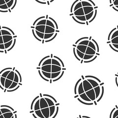 Obraz premium Earth planet icon in flat style. Globe geographic vector illustration on white isolated background. Global communication seamless pattern business concept.