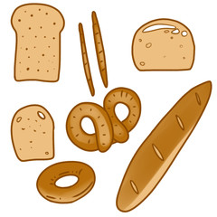 bakery products color raster illustration