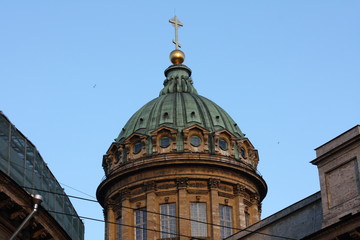 Fototapeta na wymiar top of Kazan Cathedral, St. Petersburg, Russia