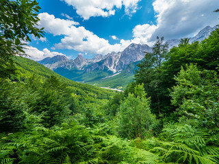 Fototapeta na wymiar Green Mountains. Albania is one of the most mountainous countries in the world. Aerial view.