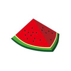 Watermelon Isometric Flat Icon Isolated in White