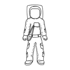 Astronaut in a spacesuit in cartoon style. Hand drawing. Vector illustration.
