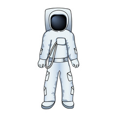 Astronaut in a spacesuit in cartoon style. Hand drawing. Vector illustration.