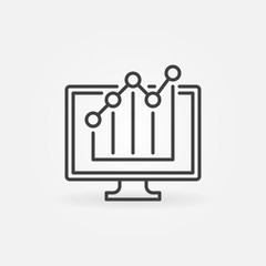 Line Graph on Computer Screen vector concept icon or sign in outline style