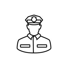 Police man thin icon isolated on white background, simple line icon for your work.