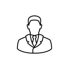 Business man thin icon isolated on white background, simple line icon for your work.