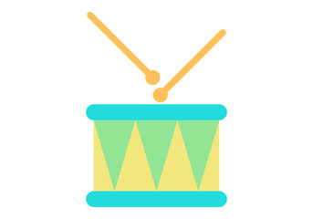 Tambor de juguete en un fondo blanco.