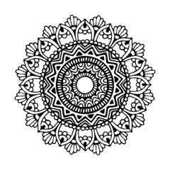 vector illustration, mandala, drawing in doodle style in black, isolate on a white background