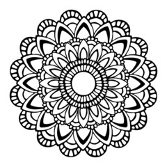 vector illustration, mandala, drawing in doodle style in black, isolate on a white background