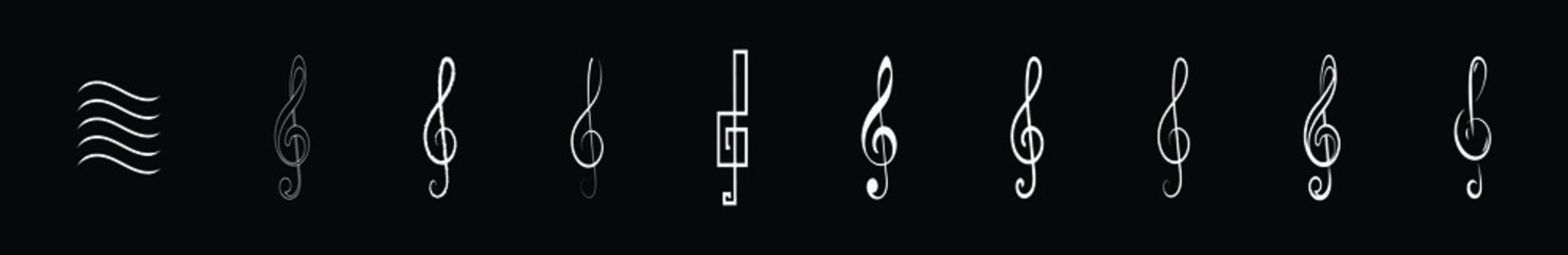 set of musical notes icon design template with various models. vector illustration