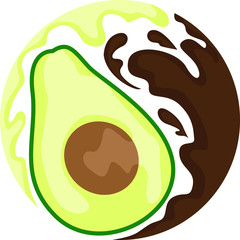 Vector Design of an Avocado Logo in Brown and Green