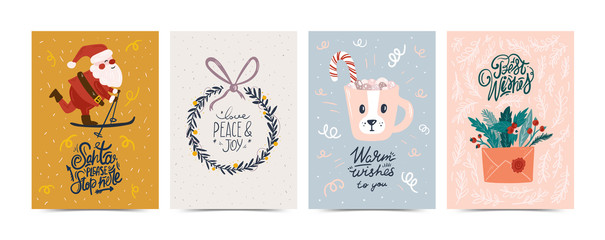 Merry Christmas and Happy New Year illustration. Trendy style. Vector design template. Design for poster, card, invitation, placard, brochure, flyer.