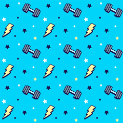 Cartoon fitness weightlifting pattern