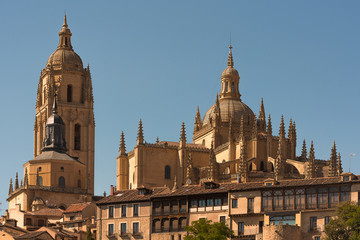 view of segovia cathedral and church