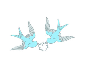 Two flying swallow monoline logo image