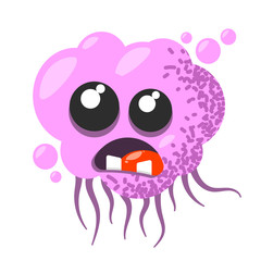 Funny and cute virus, bacteria, germ cartoon character. Microbe and pathogen microorganism isolated on white background.